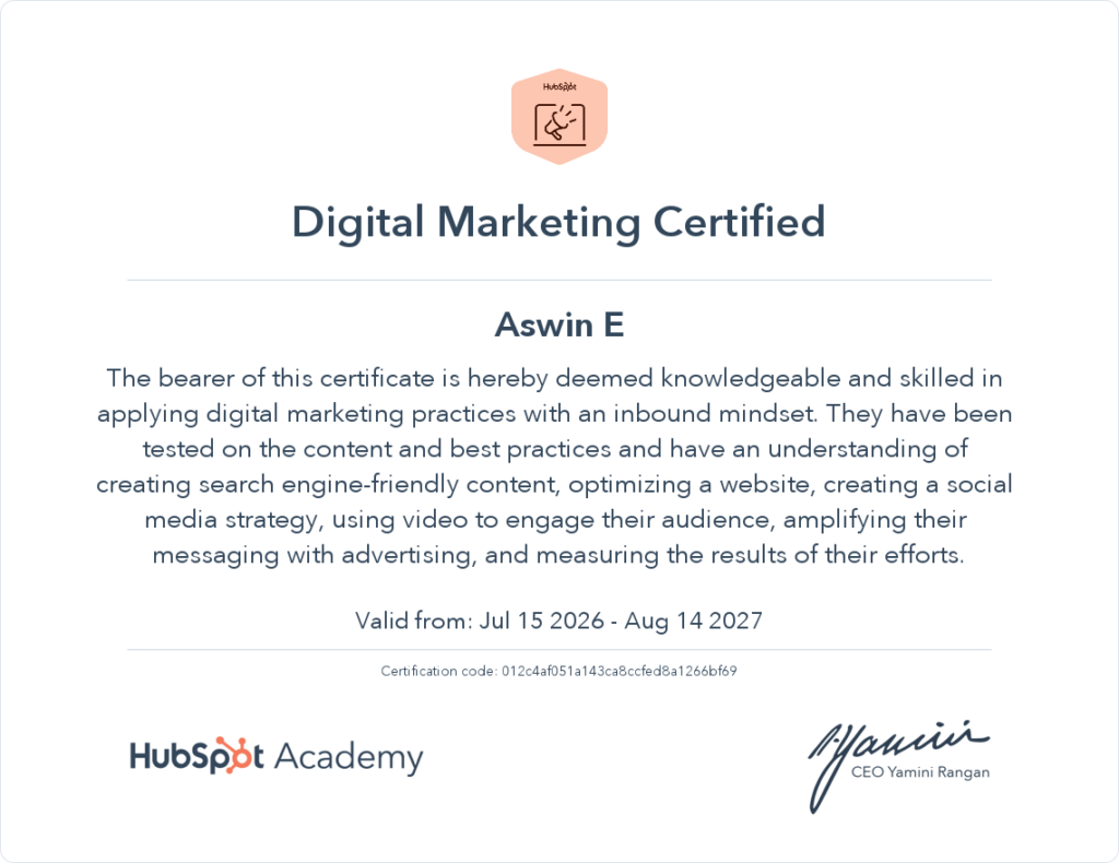 Digital Marketing Certificate