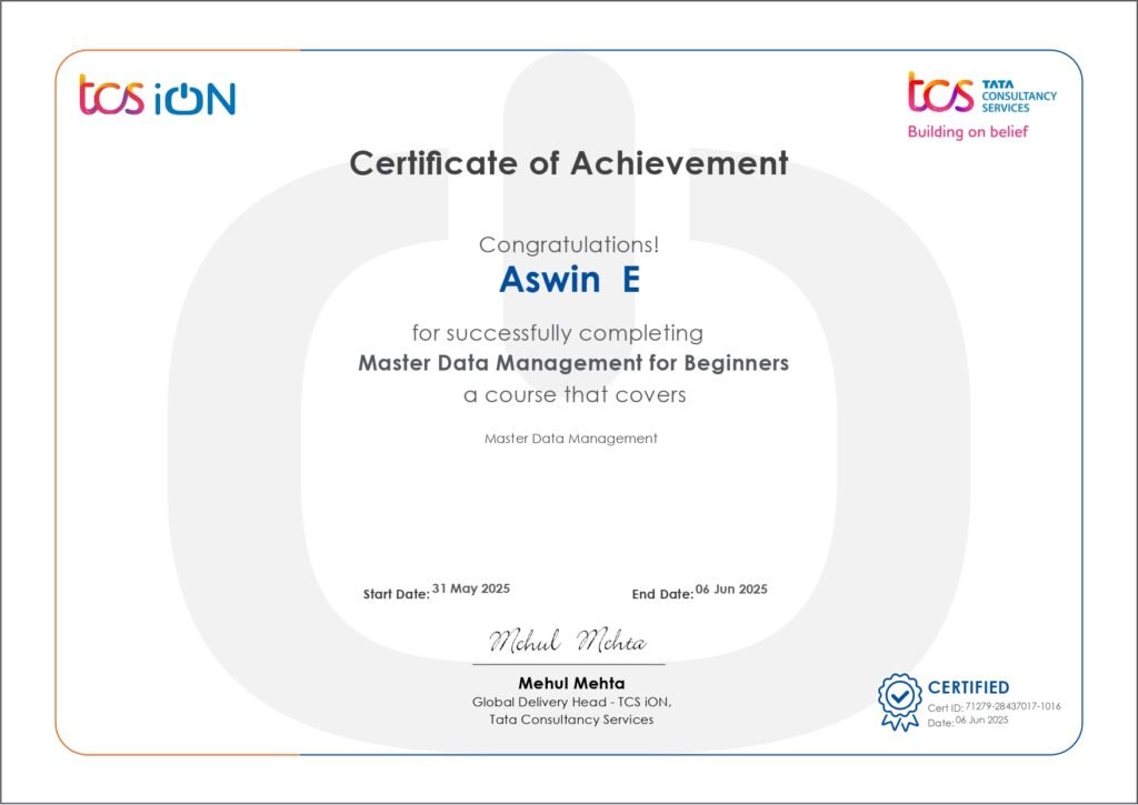 TCS certificate